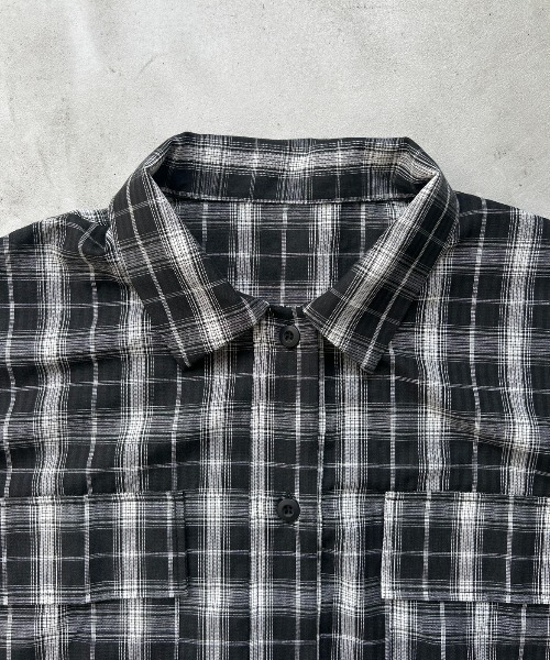 AIC.（エーアイシー）の「シアサッカーチェックオーバーシャツ（シャツ/ブラウス・レディース・ブラック/オフホワイト・FREE）」の4枚目の写真