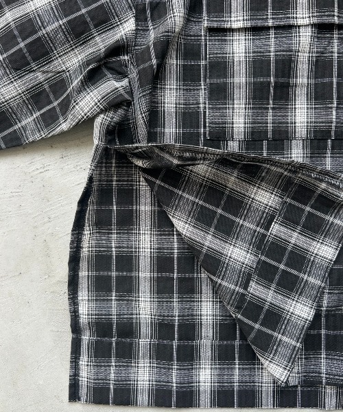 AIC.（エーアイシー）の「シアサッカーチェックオーバーシャツ（シャツ/ブラウス・レディース・ブラック/オフホワイト・FREE）」の5枚目の写真