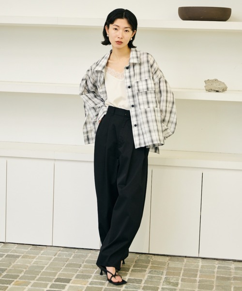 AIC.（エーアイシー）の「シアサッカーチェックオーバーシャツ（シャツ/ブラウス・レディース・ブラック/オフホワイト・FREE）」の15枚目の写真