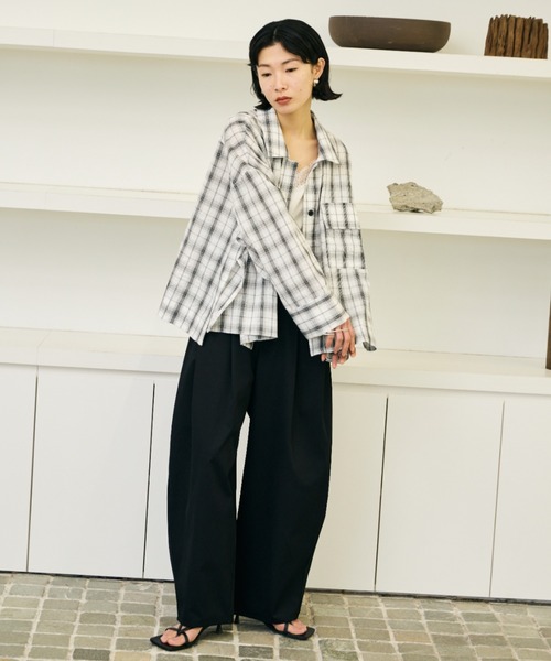 AIC.（エーアイシー）の「シアサッカーチェックオーバーシャツ（シャツ/ブラウス・レディース・ブラック/オフホワイト・FREE）」の16枚目の写真