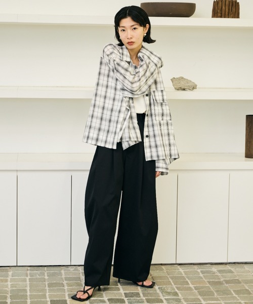 AIC.（エーアイシー）の「シアサッカーチェックオーバーシャツ（シャツ/ブラウス・レディース・ブラック/オフホワイト・FREE）」の18枚目の写真