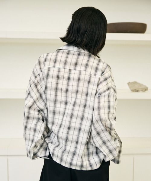 AIC.（エーアイシー）の「シアサッカーチェックオーバーシャツ（シャツ/ブラウス・レディース・ブラック/オフホワイト・FREE）」の13枚目の写真