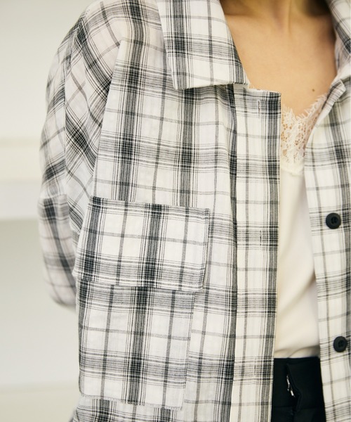 AIC.（エーアイシー）の「シアサッカーチェックオーバーシャツ（シャツ/ブラウス・レディース・ブラック/オフホワイト・FREE）」の14枚目の写真