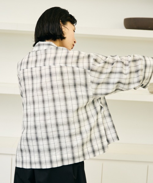 AIC.（エーアイシー）の「シアサッカーチェックオーバーシャツ（シャツ/ブラウス・レディース・ブラック/オフホワイト・FREE）」の12枚目の写真