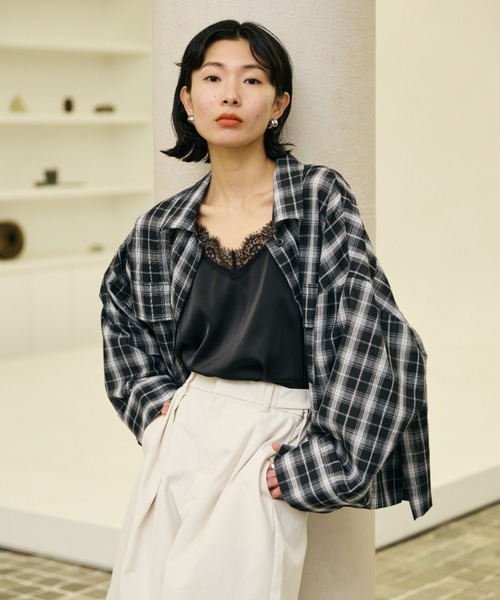 AIC.（エーアイシー）の「シアサッカーチェックオーバーシャツ（シャツ/ブラウス・レディース・ブラック/オフホワイト・FREE）」の22枚目の写真