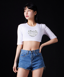 クロムハーツ スーピマ スパン 5部袖 ショート クロップTシャツ_ホワイト