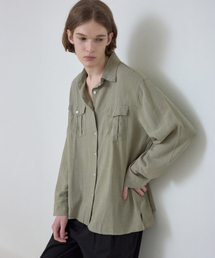 フレンチツーポケットリネンシャツ_LIGHT KHAKI(WC25-SH03)
