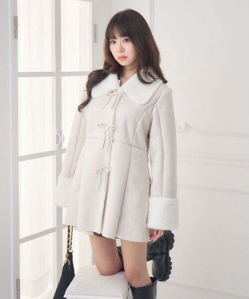 ems excite（エムズエキサイト）の「Fファー襟スエードコート（その他アウター・レディース・ブラウン/ナチュラル・FREE）」の3枚目の写真