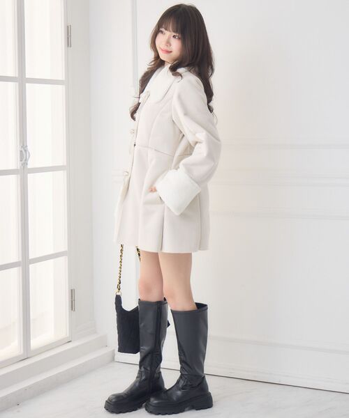 ems excite（エムズエキサイト）の「Fファー襟スエードコート（その他アウター・レディース・ブラウン/ナチュラル・FREE）」の9枚目の写真