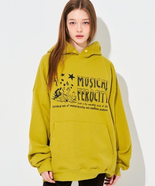 ドワーフスナップボタンフードパーカー[グリニッシュイエロー]