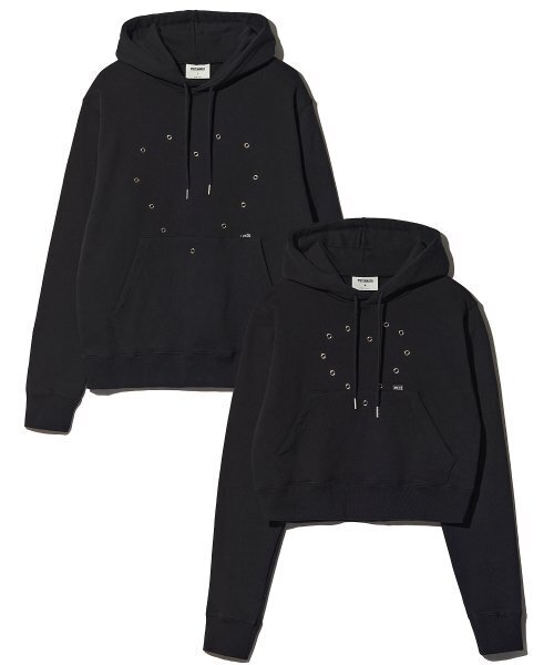 HEART EYELET HOODIE (BLACK) (2TYPE)