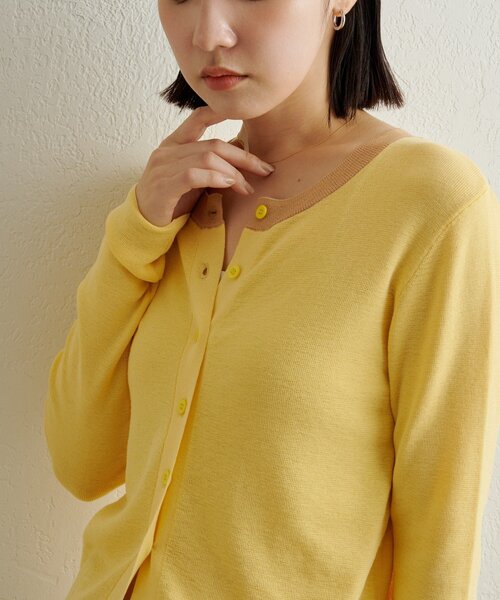 Omekashi（オメカシ）の「シアーニットカーディガン（カーディガン/ボレロ・レディース・ブラック/イエロー/オフホワイト・FREE）」の14枚目の写真