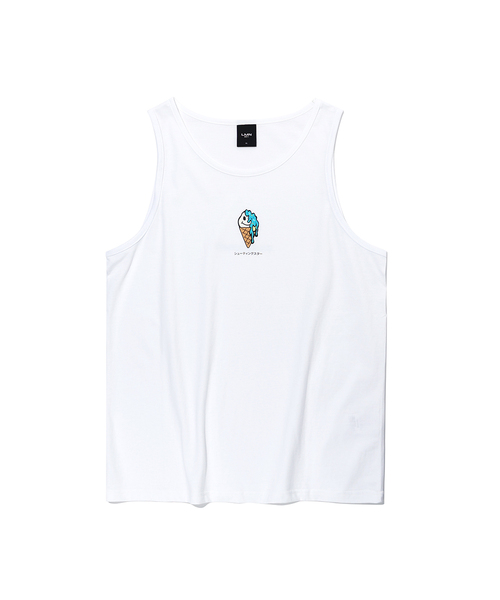 LMN3011(エルエムエヌ3011)の「アイスクリームスリーブレスTシャツ-ホワイト(Tシャツ/カットソー・メンズ・ホワイト・MEDIUM/LARGE/X-LARGE)」の1枚目の写真