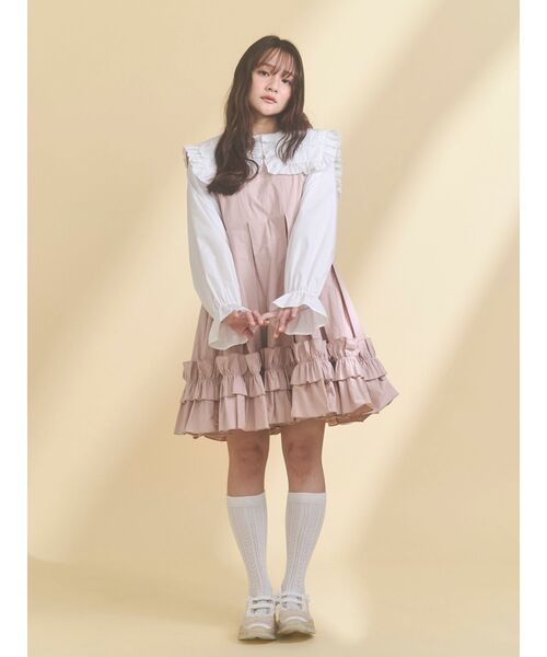 merry jenny（メリージェニー）の「タックフリルミニワンピース（ワンピース・レディース・ピンク/チャコールグレー/アイボリー・FREE）」の12枚目の写真