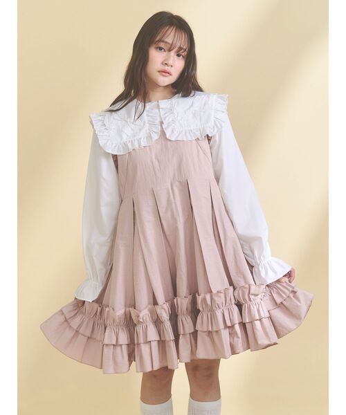 merry jenny（メリージェニー）の「タックフリルミニワンピース（ワンピース・レディース・ピンク/チャコールグレー/アイボリー・FREE）」の11枚目の写真