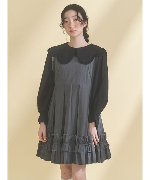 merry jenny（メリージェニー）の「タックフリルミニワンピース（ワンピース・レディース・ピンク/チャコールグレー/アイボリー・FREE）」の8枚目の写真