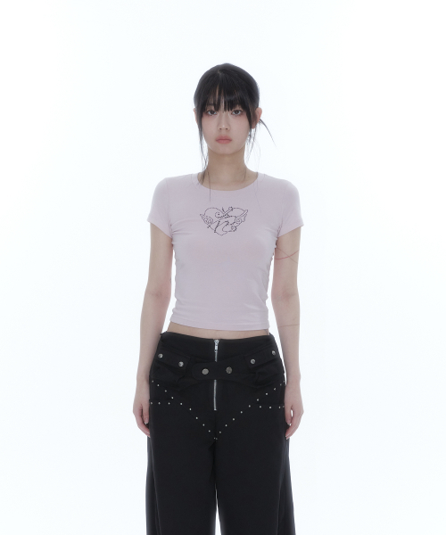 KASHIKO（カシコ）の「Flower Heart Baby Tee Pink（Tシャツ/カットソー・レディース・その他・SMALL/MEDIUM）」の3枚目の写真
