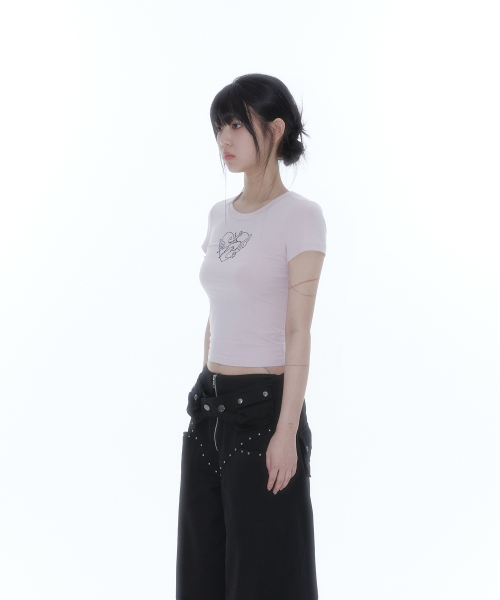 KASHIKO（カシコ）の「Flower Heart Baby Tee Pink（Tシャツ/カットソー・レディース・その他・SMALL/MEDIUM）」の4枚目の写真