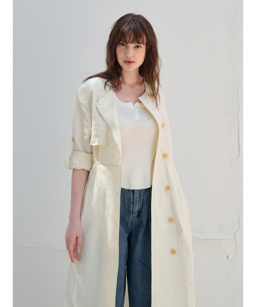 FREAKS BY KIMTAEHOON（フリークス）の「ホットサマーリネンブレンドハイウエストトレンチドレス_WHISPER-WHITE [アイボリー]（ワンピース・レディース・その他・SMALL/MEDIUM）」の5枚目の写真