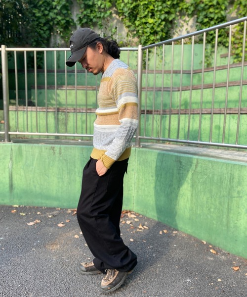 NO NEED(ノーニード)の「モールミックスボーダーニット(ニット/セーター・メンズ・グリーン/ベージュ・M)」の15枚目の写真