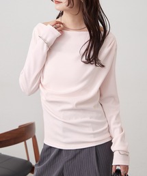 【4色展開/伸縮性◎】チャーム付きオフショルリブロングTシャツ