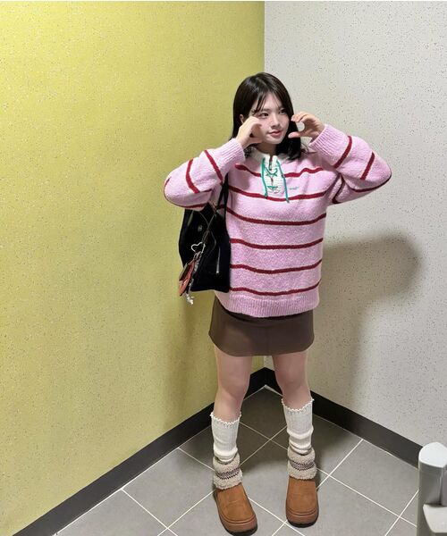 WaiKei(ワイケイ)の「ストライプブークルニットピンク(ニット/セーター・レディース・その他・1/2)」の21枚目の写真
