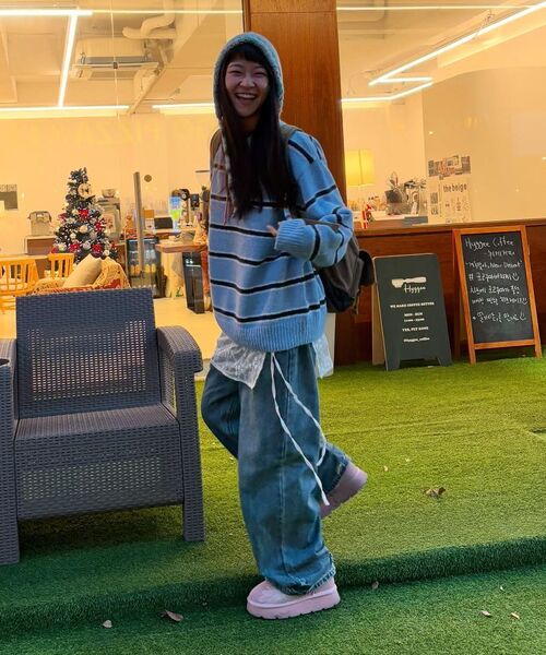 WaiKei(ワイケイ)の「ストライプブークルニットピンク(ニット/セーター・レディース・その他・1/2)」の6枚目の写真