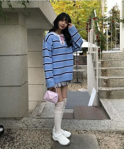WaiKei(ワイケイ)の「ストライプブークルニットピンク(ニット/セーター・レディース・その他・1/2)」の5枚目の写真