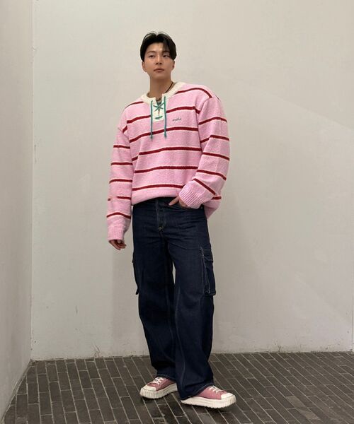 WaiKei(ワイケイ)の「ストライプブークルニットピンク(ニット/セーター・レディース・その他・1/2)」の4枚目の写真