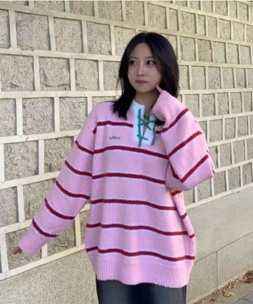 WaiKei(ワイケイ)の「ストライプブークルニットピンク(ニット/セーター・レディース・その他・1/2)」の13枚目の写真