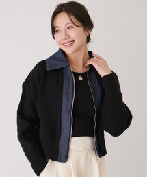 デニム×ニットブルゾン