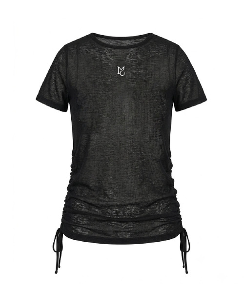 MOIREMOA(モアレモア)の「SeeThrough String T-Shirt-Black(Tシャツ/カットソー・レディース・ブラック・FREE)」の1枚目の写真