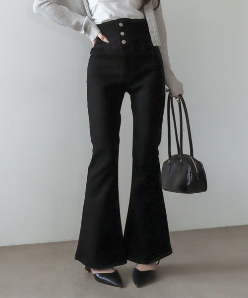 WEGO(ウィゴー)の「WEGO/【26年春夏新作】ハイウエストストレッチフレアデニムパンツ(デニムパンツ・レディース・コバルトブルー/ブラック系その他/スカイブルー/ブラック系2・SMALL/X-SMALL/MEDIUM)」の3枚目の写真