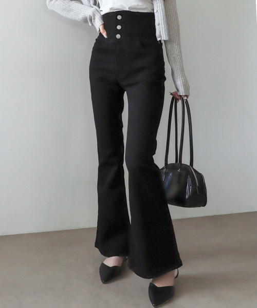 WEGO(ウィゴー)の「WEGO/【26年春夏新作】ハイウエストストレッチフレアデニムパンツ(デニムパンツ・レディース・コバルトブルー/ブラック系その他/スカイブルー/ブラック系2・SMALL/X-SMALL/MEDIUM)」の5枚目の写真