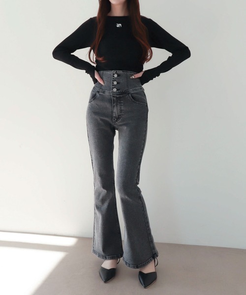 WEGO(ウィゴー)の「WEGO/【26年春夏新作】ハイウエストストレッチフレアデニムパンツ(デニムパンツ・レディース・コバルトブルー/ブラック系その他/スカイブルー/ブラック系2・SMALL/X-SMALL/MEDIUM)」の16枚目の写真