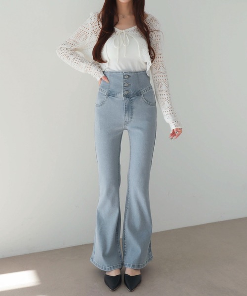 WEGO(ウィゴー)の「WEGO/【26年春夏新作】ハイウエストストレッチフレアデニムパンツ(デニムパンツ・レディース・コバルトブルー/ブラック系その他/スカイブルー/ブラック系2・SMALL/X-SMALL/MEDIUM)」の17枚目の写真