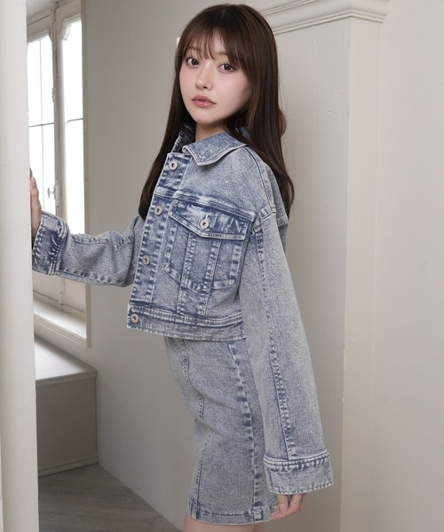 LIPSERVICE（リップサービス）の「Jewelデニムクロップドジャケット（デニムジャケット・レディース・ブルー系その他2/グレー・M/S）」の4枚目の写真
