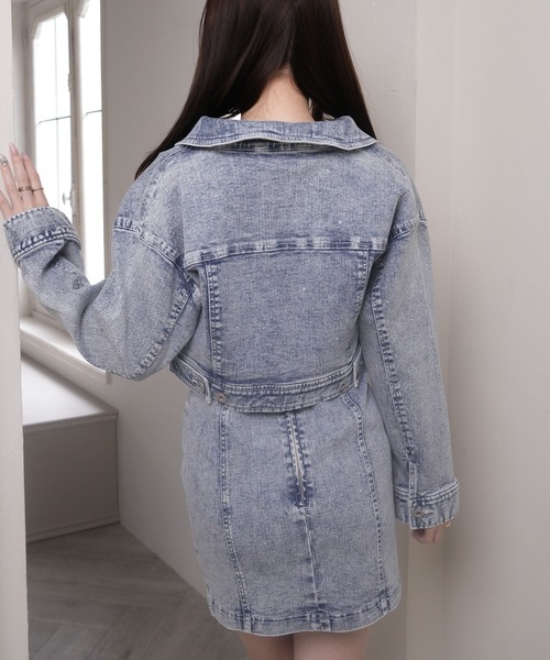 LIPSERVICE（リップサービス）の「Jewelデニムクロップドジャケット（デニムジャケット・レディース・ブルー系その他2/グレー・M/S）」の5枚目の写真