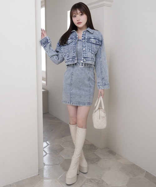 LIPSERVICE（リップサービス）の「Jewelデニムクロップドジャケット（デニムジャケット・レディース・ブルー系その他2/グレー・M/S）」の6枚目の写真