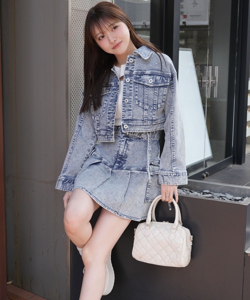 LIPSERVICE（リップサービス）の「Jewelデニムクロップドジャケット（デニムジャケット・レディース・ブルー系その他2/グレー・M/S）」の9枚目の写真