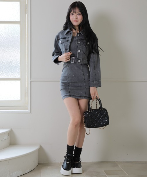 LIPSERVICE（リップサービス）の「Jewelデニムクロップドジャケット（デニムジャケット・レディース・ブルー系その他2/グレー・M/S）」の12枚目の写真