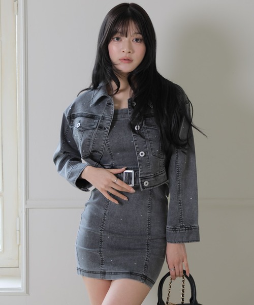 LIPSERVICE（リップサービス）の「Jewelデニムクロップドジャケット（デニムジャケット・レディース・ブルー系その他2/グレー・M/S）」の14枚目の写真