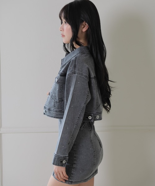 LIPSERVICE（リップサービス）の「Jewelデニムクロップドジャケット（デニムジャケット・レディース・ブルー系その他2/グレー・M/S）」の15枚目の写真