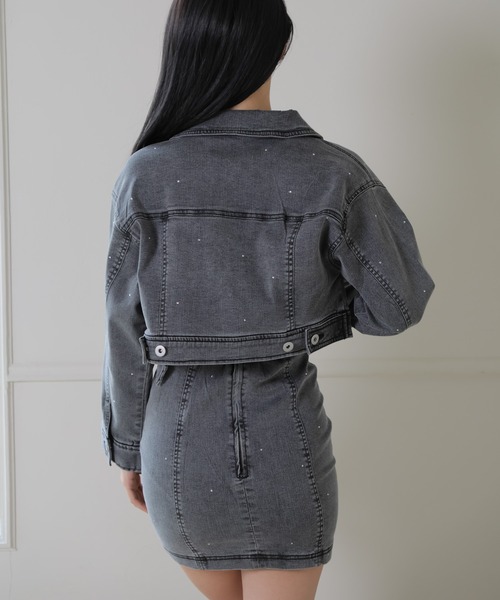 LIPSERVICE（リップサービス）の「Jewelデニムクロップドジャケット（デニムジャケット・レディース・ブルー系その他2/グレー・M/S）」の16枚目の写真