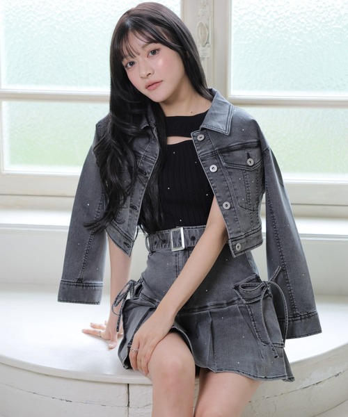 LIPSERVICE（リップサービス）の「Jewelデニムクロップドジャケット（デニムジャケット・レディース・ブルー系その他2/グレー・M/S）」の17枚目の写真