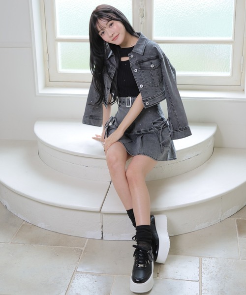 LIPSERVICE（リップサービス）の「Jewelデニムクロップドジャケット（デニムジャケット・レディース・ブルー系その他2/グレー・M/S）」の18枚目の写真