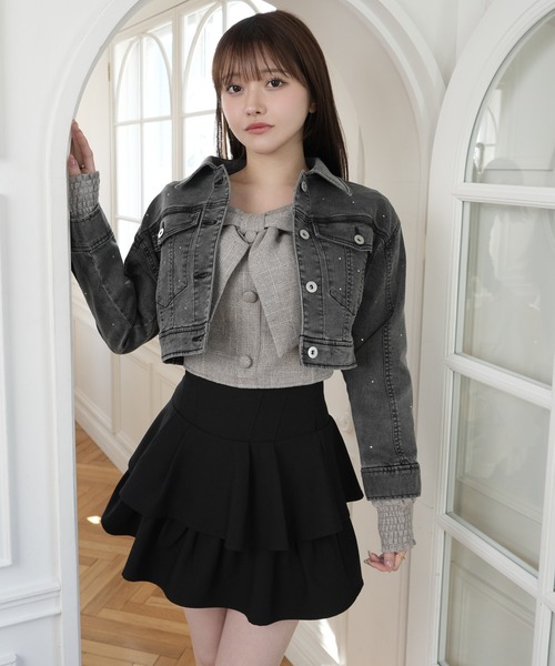 LIPSERVICE（リップサービス）の「Jewelデニムクロップドジャケット（デニムジャケット・レディース・ブルー系その他2/グレー・M/S）」の20枚目の写真