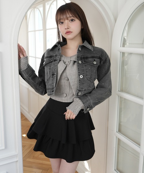 LIPSERVICE（リップサービス）の「Jewelデニムクロップドジャケット（デニムジャケット・レディース・ブルー系その他2/グレー・M/S）」の21枚目の写真