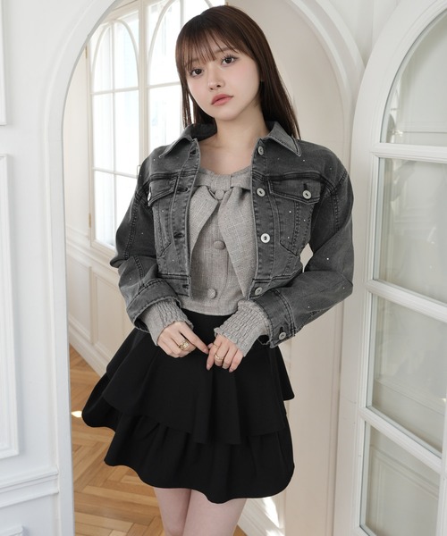 LIPSERVICE（リップサービス）の「Jewelデニムクロップドジャケット（デニムジャケット・レディース・ブルー系その他2/グレー・M/S）」の22枚目の写真