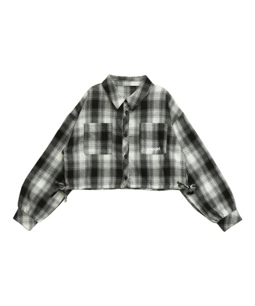ANAP GｉRL（アナップガール）の「サイドシャーリングチェックシャツ（シャツ/ブラウス・キッズ・ブラウン/ブラック・M/S/XS）」の14枚目の写真